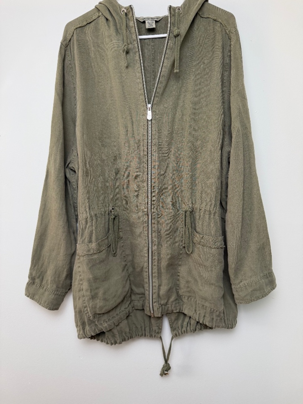 Tommy Bahama 100% Linen Hooded Utility Jacket Olive Green XL